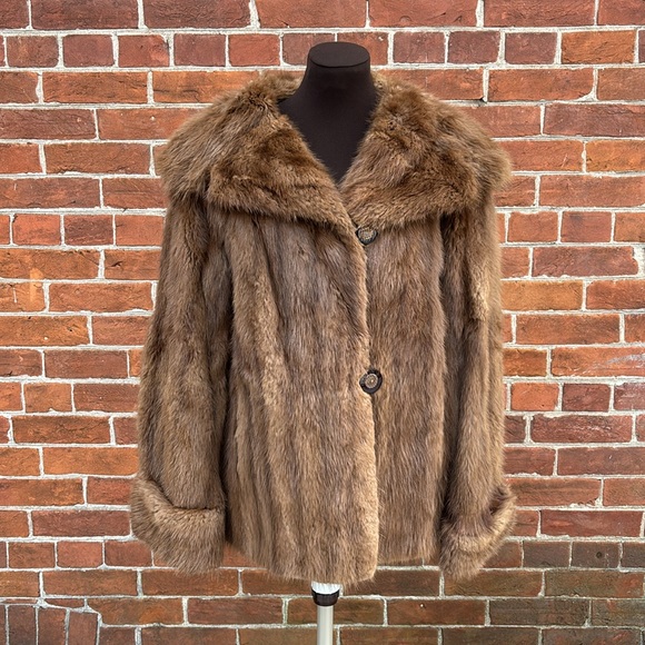 Vintage Cropped Brown Fur Coat - Picture 1 of 12
